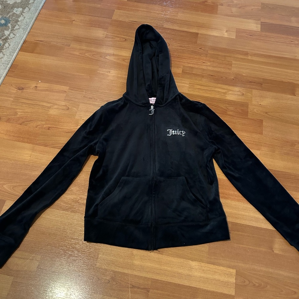 Juicy Couture Black Velour Hoodie Jacket